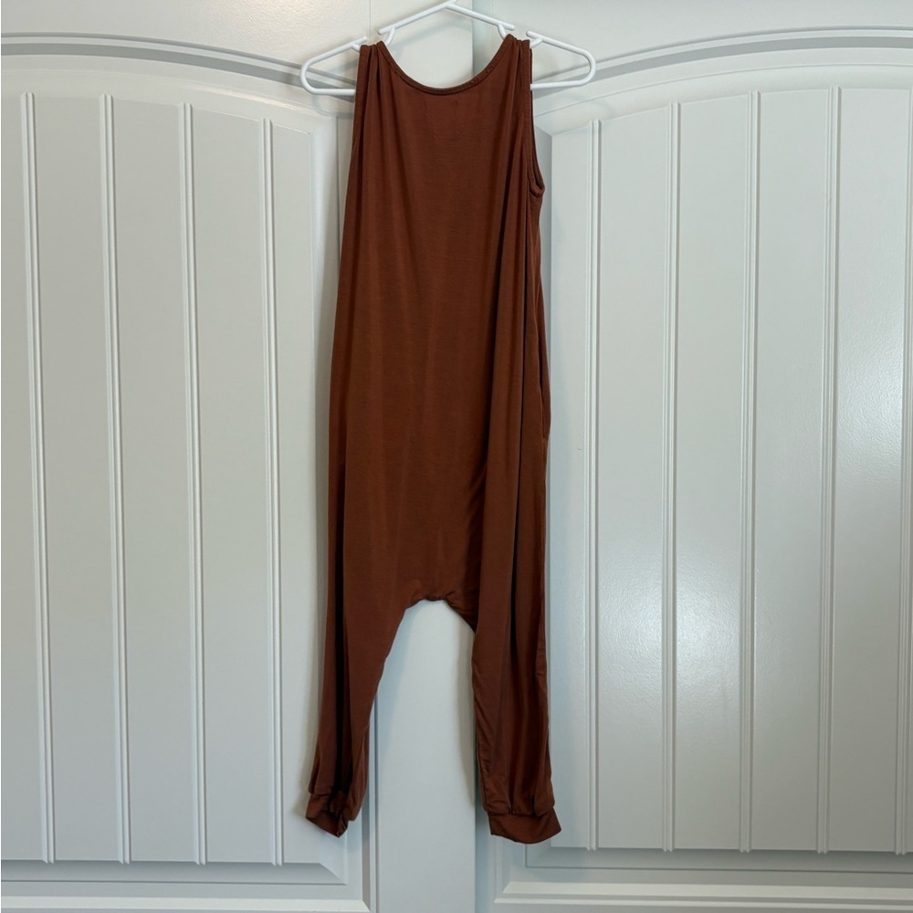 Momper Romper Terracotta Burnt Orange One Piece Harem Pant Jumpsuit 2T-3t - Picture 6 of 6